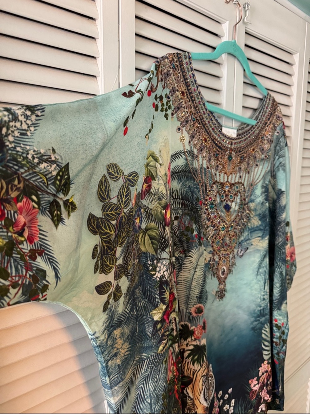 Camilla Aqua Multi-Color Beaded High-Low Dress O/S - Picture 8 of 15